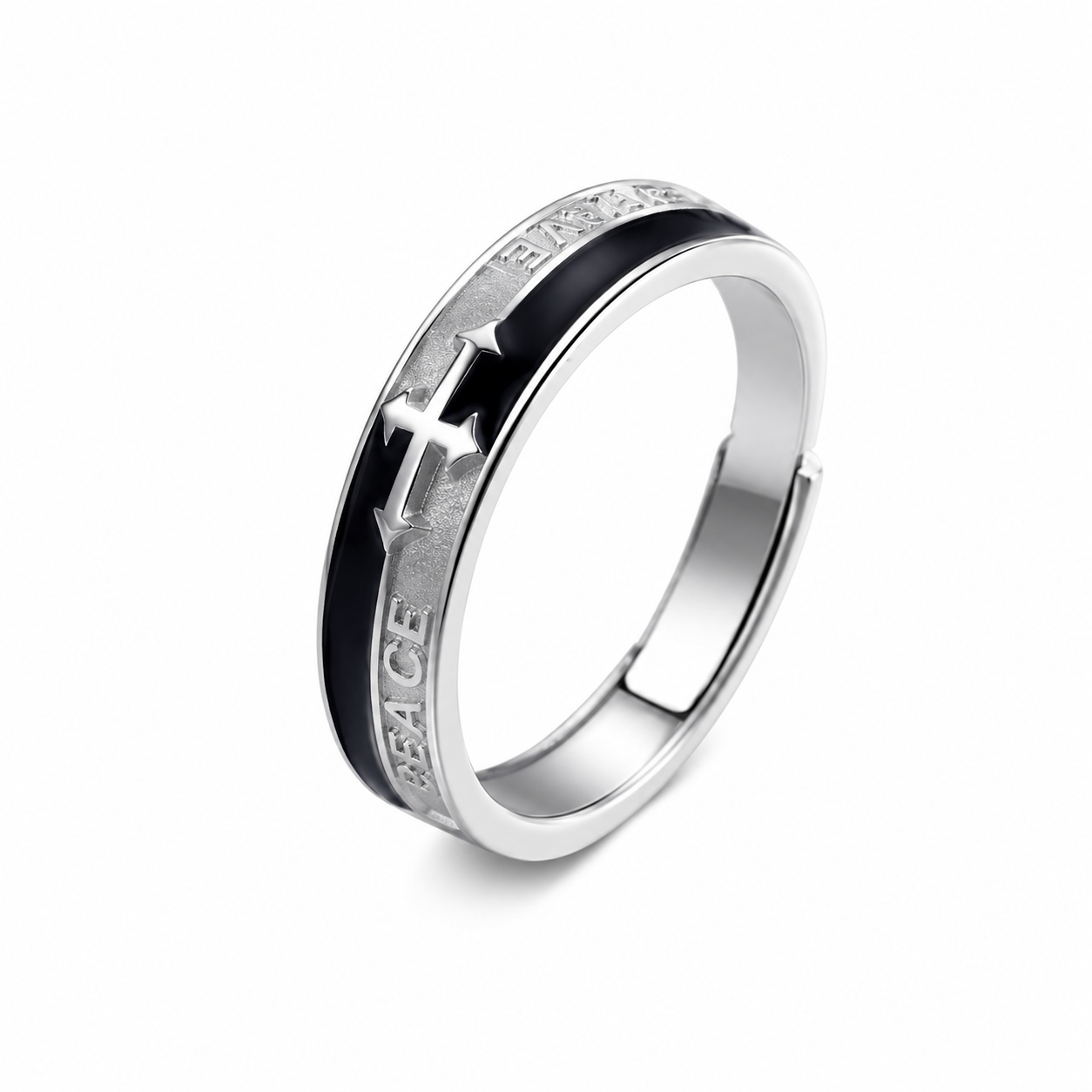 Kreuz schwarz weiß Ring