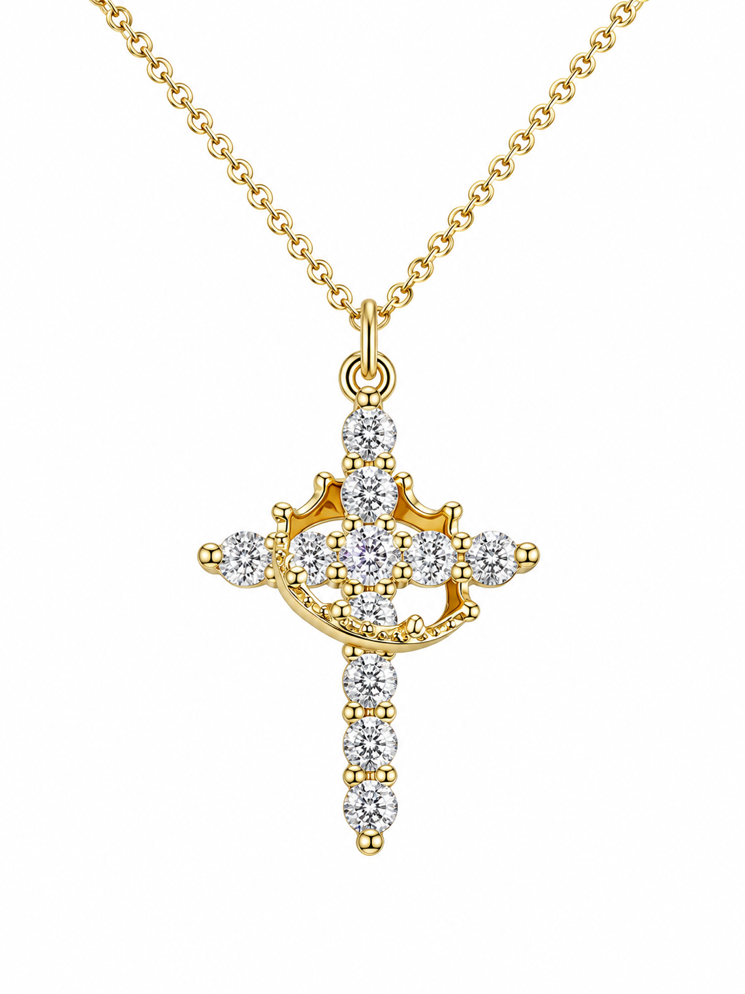 Gold Kristall Kreuzkette