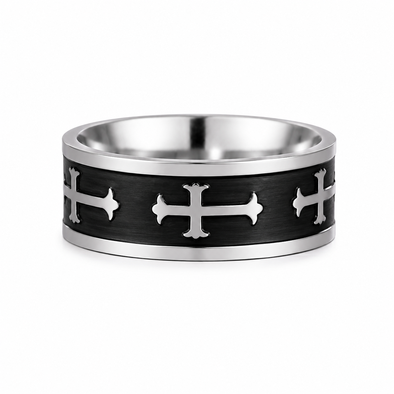 Silber schwarz kreuz Ring