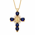 Blau Gold Maria Kreuzkette